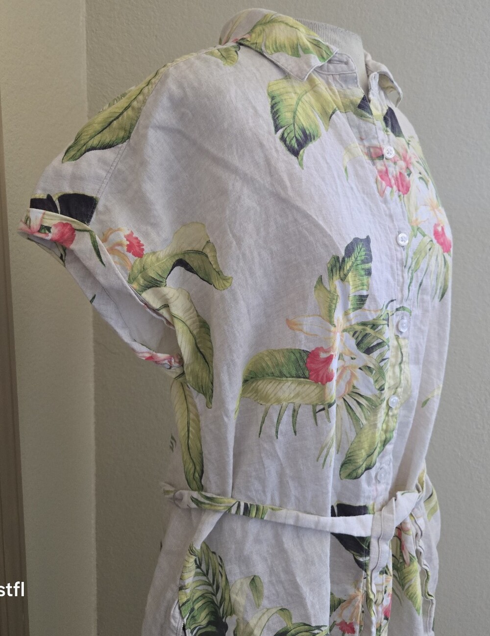 Tommy Bahama La Brisa Blooms LINEN Midi Floral Shirt Dress M - Picture 3 of 7